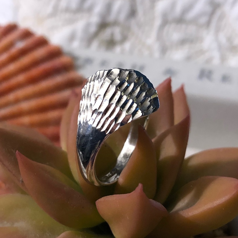 Sterling silver sparkle cut dome ring